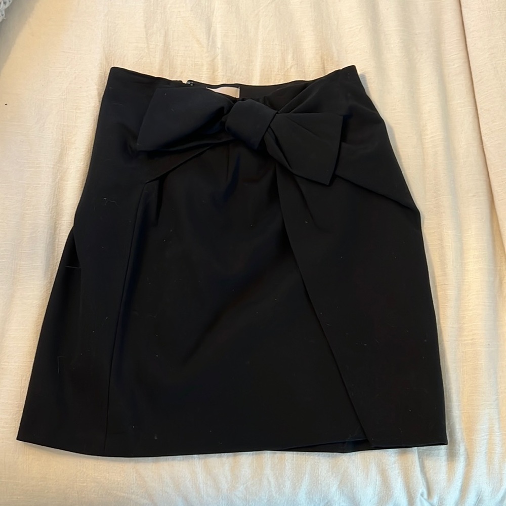 Loft Black Skirt with bow front detailing.